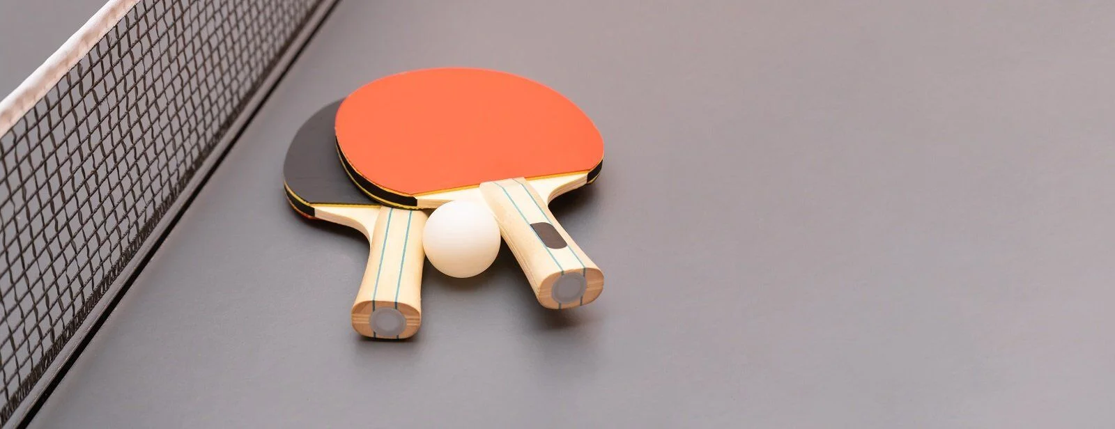 Ping pong paddles and ball ready for use at a corporate event in Minnesota. - North Sport Rentals Ping pong table rentals ready for a corporate event in Minnesota.