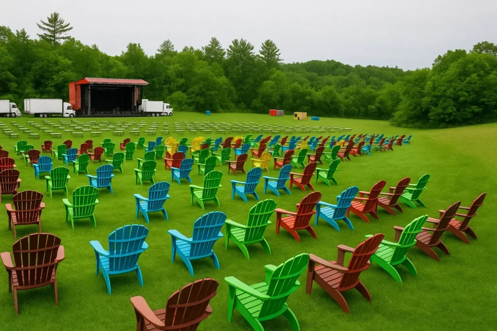 Event Chair Rentals - North Sport Rentals Adirondack chairs setup for parties and celebrations