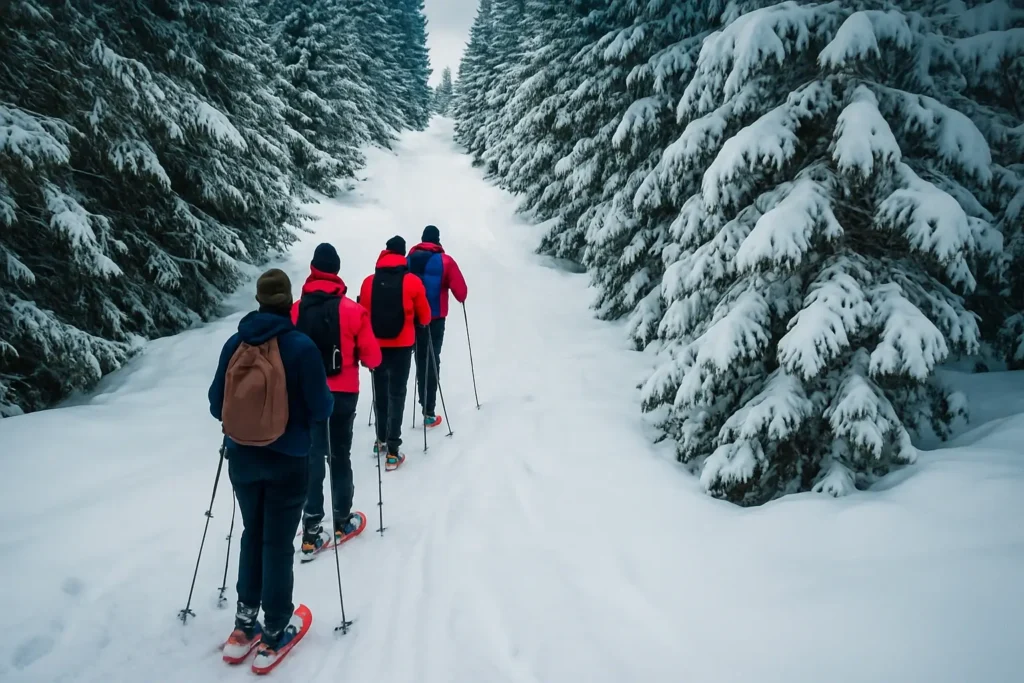 Affordable snowshoe rentals ready for winter trails.