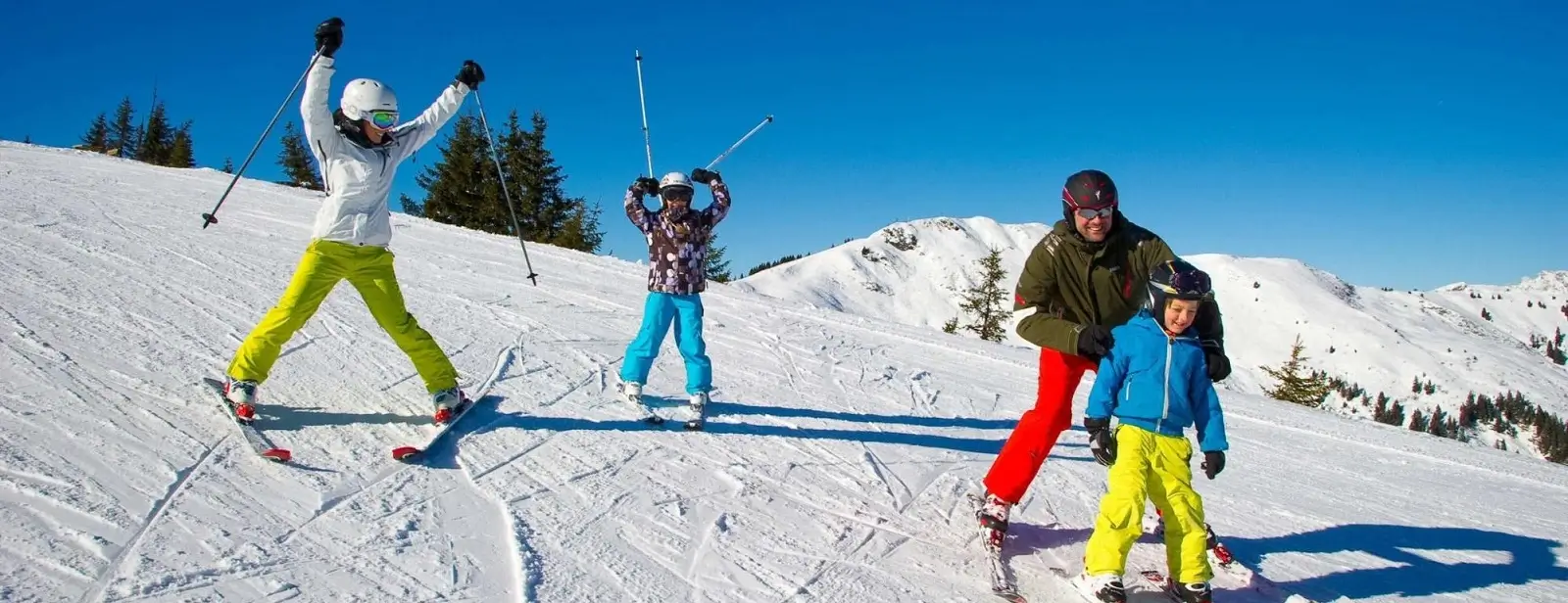 People downhill skiing in Minnesota using rented ski equipment